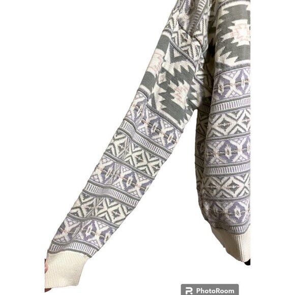 Vintage Claiborne Southwestern Sweater S Oversized Western Cozy Soft Cotton - Picture 5 of 7